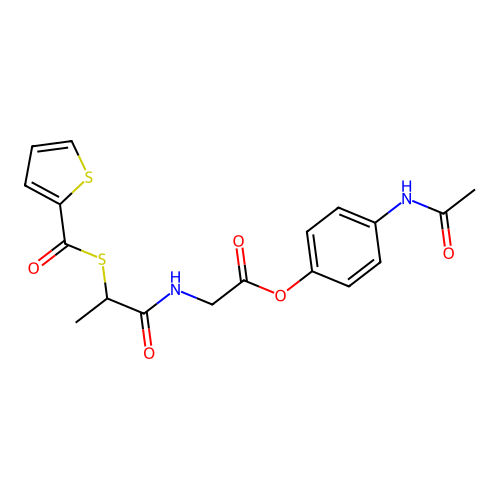 p-(2-Thenoylmercaptopropionylglycyloxy)acetamidobenzene structure