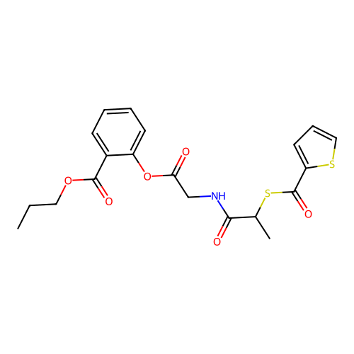Propyl o-(2-thenoylmercaptopropionylglycyloxy)benzoate structure
