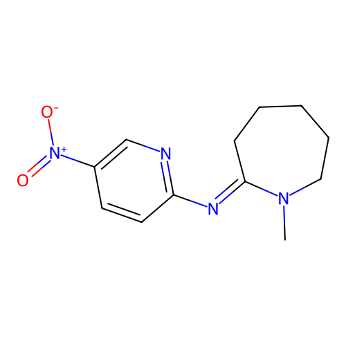 N-(Hexahydro-1-methyl-2H-azepin-2-ylidene)-5-nitro-2-pyridinamine structure