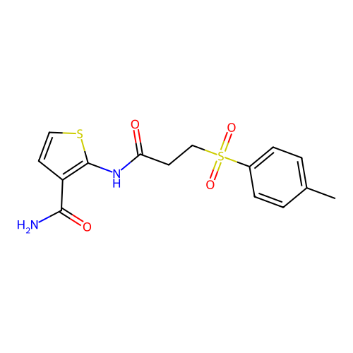 2-[3-(4-Methylbenzenesulfonyl)propanamido]thiophene-3-carboxamide structure