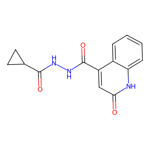 N'-(cyclopropanecarbonyl)-2-oxo-1H-quinoline-4-carbohydrazide structure