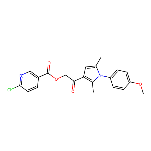 [2-[1-(4-methoxyphenyl)-2,5-dimethylpyrrol-3-yl]-2-oxoethyl] 6-chloropyridine-3-carboxylate structure