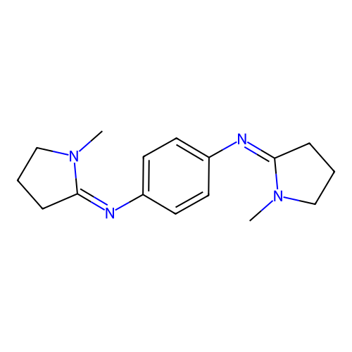 N,N'-Bis(1-methyl-2-pyrrolidinylidene)-1,4-benzenediamine structure