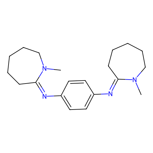 N,N'-Bis(hexahydro-1-methyl-2H-azepin-2-ylidene)-1,4-benzenediamine structure