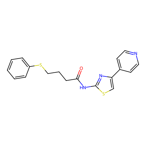 4-(phenylthio)-N-(4-(pyridin-4-yl)thiazol-2-yl)butanamide structure