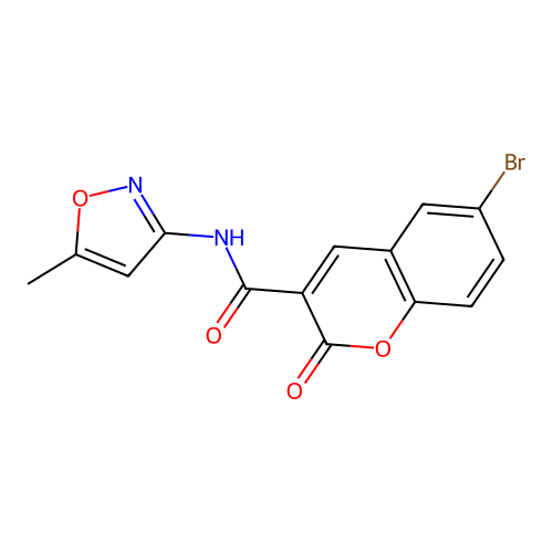 6-bromo-N-(5-methylisoxazol-3-yl)-2-oxo-2H-chromene-3-carboxamide structure