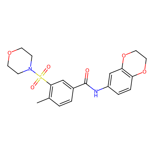 N-(2,3-dihydro-1,4-benzodioxin-6-yl)-4-methyl-3-morpholin-4-ylsulfonylbenzamide structure