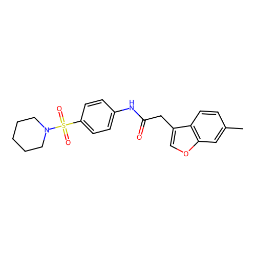2-(6-methyl-1-benzofuran-3-yl)-N-[4-(piperidin-1-ylsulfonyl)phenyl]acetamide structure