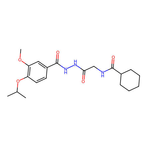 N-[2-[2-(3-methoxy-4-propan-2-yloxybenzoyl)hydrazinyl]-2-oxoethyl]cyclohexanecarboxamide structure