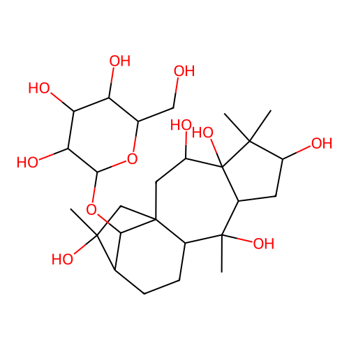 3,5,6,10,16-Pentahydroxygrayanotoxan-14-yl hexopyranoside structure