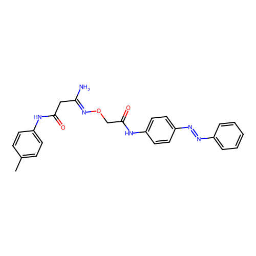 3-amino-N-(4-methylphenyl)-3-[2-oxo-2-(4-phenyldiazenylanilino)ethoxy]iminopropanamide structure