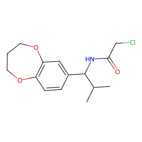 2-chloro-N-[1-(3,4-dihydro-2H-1,5-benzodioxepin-7-yl)-2-methylpropyl]acetamide structure