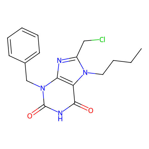 3-benzyl-7-butyl-8-(chloromethyl)-2,3,6,7-tetrahydro-1H-purine-2,6-dione structure