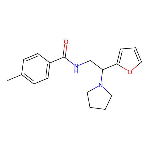 N-[2-(furan-2-yl)-2-(pyrrolidin-1-yl)ethyl]-4-methylbenzamide structure