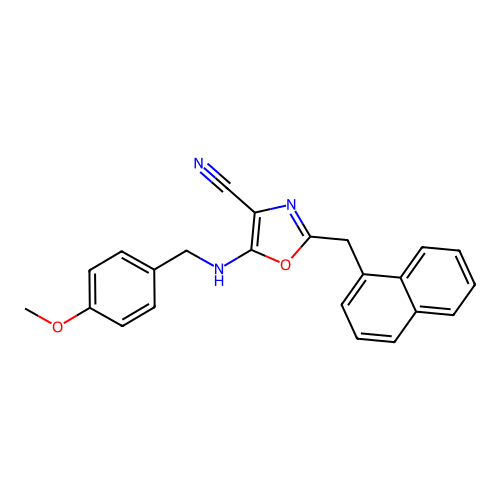 5-[(4-Methoxybenzyl)amino]-2-(naphthalen-1-ylmethyl)-1,3-oxazole-4-carbonitrile structure