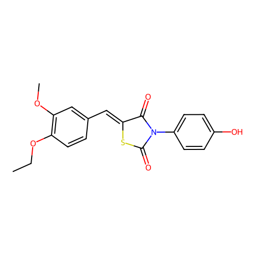 (Z)-5-(4-ethoxy-3-methoxybenzylidene)-3-(4-hydroxyphenyl)thiazolidine-2,4-dione structure