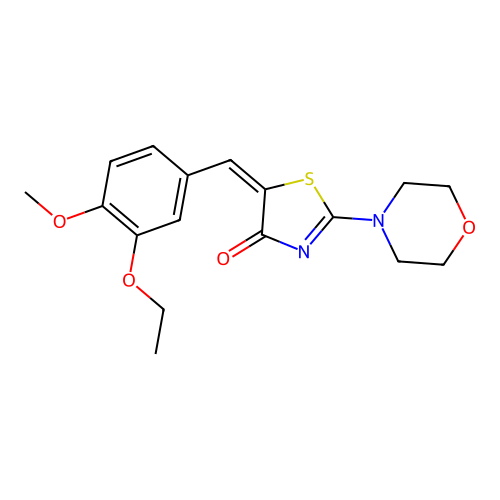 (5E)-5-(3-ethoxy-4-methoxybenzylidene)-2-(morpholin-4-yl)-1,3-thiazol-4(5H)-one structure