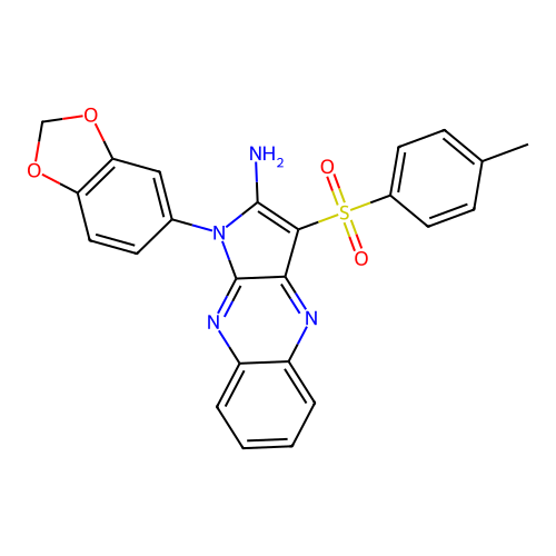1-(1,3-benzodioxol-5-yl)-3-(4-methylphenyl)sulfonylpyrrolo[3,2-b]quinoxalin-2-amine structure