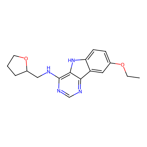8-ethoxy-N-(tetrahydrofuran-2-ylmethyl)-5H-pyrimido[5,4-b]indol-4-amine structure