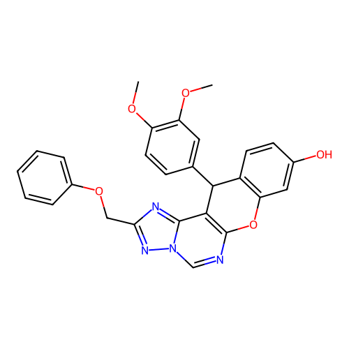 12-(3,4-dimethoxyphenyl)-2-(phenoxymethyl)-12H-chromeno[3,2-e][1,2,4]triazolo[1,5-c]pyrimidin-9-ol structure