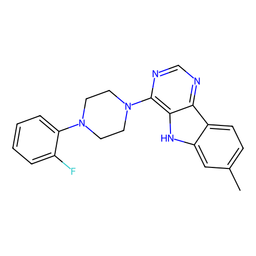 4-[4-(2-fluorophenyl)piperazin-1-yl]-7-methyl-5H-pyrimido[5,4-b]indole structure