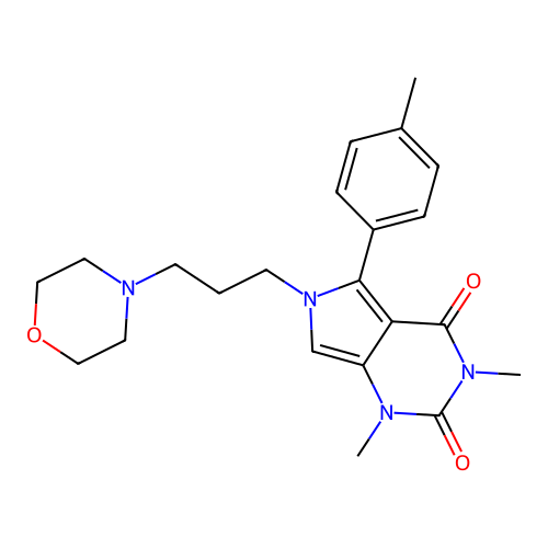 1,3-dimethyl-5-(4-methylphenyl)-6-(3-morpholin-4-ylpropyl)pyrrolo[3,4-d]pyrimidine-2,4-dione structure