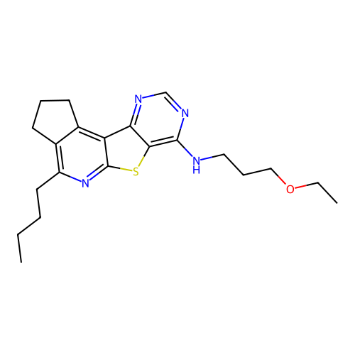 4-butyl-N-(3-ethoxypropyl)-2,3-dihydro-1H-cyclopenta[4',5']pyrido[3',2':4,5]thieno[3,2-d]pyrimidin-7-amine structure