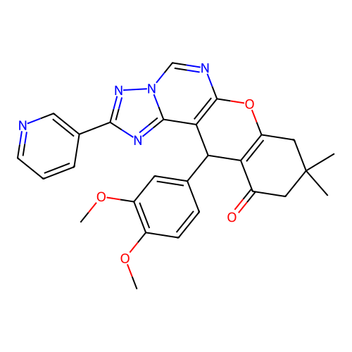 12-(3,4-DIMETHOXYPHENYL)-9,9-DIMETHYL-2-(3-PYRIDYL)-8,9,10,12-TETRAHYDRO-11H-CHROMENO[3,2-E][1,2,4]TRIAZOLO[1,5-C]PYRIMIDIN-11-ONE structure