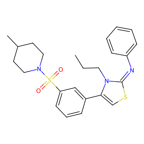 N-[(2Z)-4-{3-[(4-methylpiperidin-1-yl)sulfonyl]phenyl}-3-propyl-1,3-thiazol-2(3H)-ylidene]aniline structure