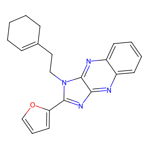 1-(2-(cyclohex-1-en-1-yl)ethyl)-2-(furan-2-yl)-1H-imidazo[4,5-b]quinoxaline structure