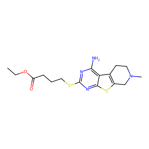 ethyl 4-((4-amino-7-methyl-5,6,7,8-tetrahydropyrido[4',3':4,5]thieno[2,3-d]pyrimidin-2-yl)thio)butanoate structure