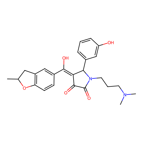 1-[3-(dimethylamino)propyl]-3-hydroxy-5-(3-hydroxyphenyl)-4-(2-methyl-2,3-dihydro-1-benzofuran-5-carbonyl)-2,5-dihydro-1H-pyrrol-2-one structure