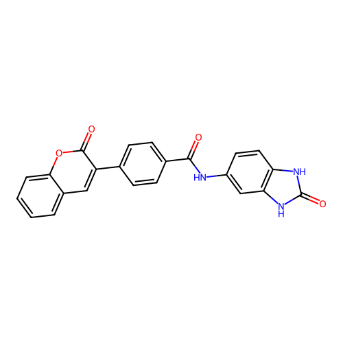 4-(2-oxo-2H-chromen-3-yl)-N-(2-oxo-2,3-dihydro-1H-benzimidazol-5-yl)benzamide structure