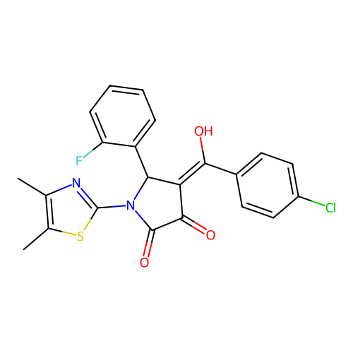(4E)-4-[(4-chlorophenyl)(hydroxy)methylidene]-1-(4,5-dimethyl-1,3-thiazol-2-yl)-5-(2-fluorophenyl)pyrrolidine-2,3-dione structure