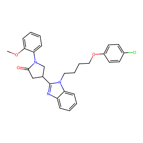 4-[1-[4-(4-chlorophenoxy)butyl]benzimidazol-2-yl]-1-(2-methoxyphenyl)pyrrolidin-2-one structure