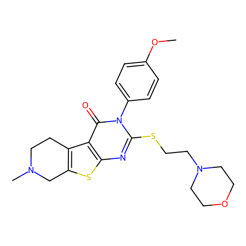 3-(4-methoxyphenyl)-7-methyl-2-((2-morpholinoethyl)thio)-5,6,7,8-tetrahydropyrido[4',3':4,5]thieno[2,3-d]pyrimidin-4(3H)-one structure
