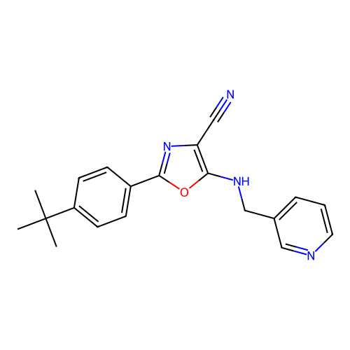 2-(4-tert-Butyl-phenyl)-5-[(pyridin-3-ylmethyl)-amino]-oxazole-4-carbonitrile structure