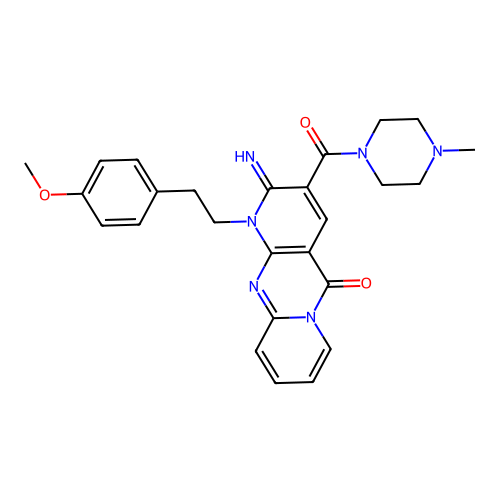 2-imino-1-(4-methoxyphenethyl)-3-(4-methylpiperazine-1-carbonyl)-1H-dipyrido[1,2-a:2',3'-d]pyrimidin-5(2H)-one structure