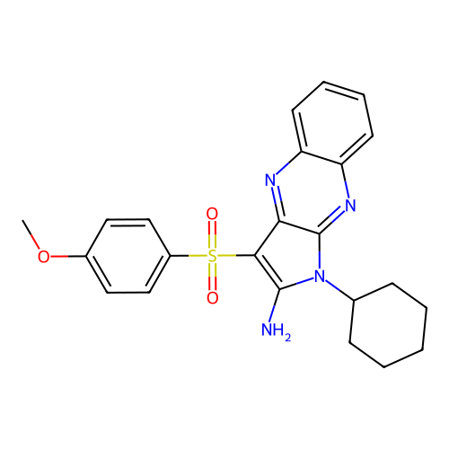 1-cyclohexyl-3-((4-methoxyphenyl)sulfonyl)-1H-pyrrolo[2,3-b]quinoxalin-2-amine structure