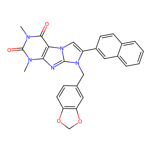 6-(1,3-benzodioxol-5-ylmethyl)-2,4-dimethyl-7-naphthalen-2-ylpurino[7,8-a]imidazole-1,3-dione structure