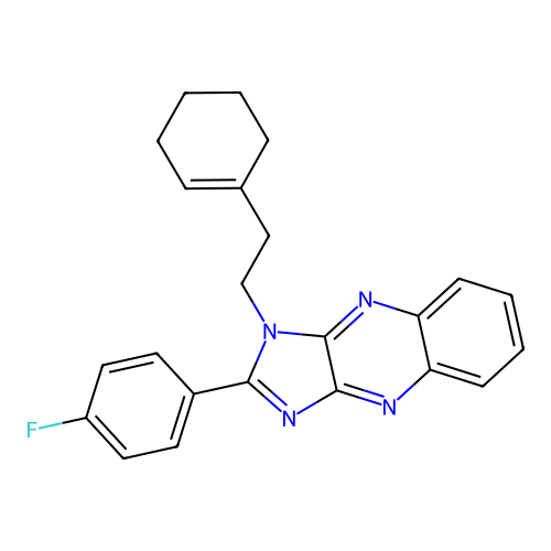 1-(2-(cyclohex-1-en-1-yl)ethyl)-2-(4-fluorophenyl)-1H-imidazo[4,5-b]quinoxaline structure
