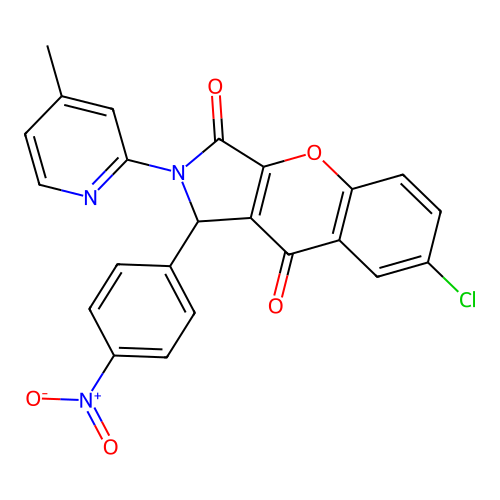 7-chloro-2-(4-methylpyridin-2-yl)-1-(4-nitrophenyl)-1,2-dihydrochromeno[2,3-c]pyrrole-3,9-dione structure