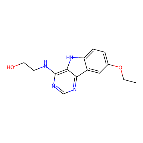 2-[(8-ethoxy-5H-pyrimido[5,4-b]indol-4-yl)amino]ethanol structure
