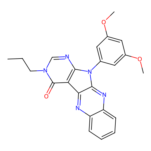 11-(3,5-dimethoxyphenyl)-3-propyl-3,11-dihydro-4H-pyrimido[5',4':4,5]pyrrolo[2,3-b]quinoxalin-4-one structure