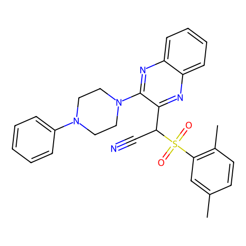 [(2,5-dimethylphenyl)sulfonyl][3-(4-phenylpiperazin-1-yl)quinoxalin-2-yl]acetonitrile structure