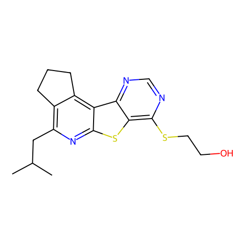 2-((4-isobutyl-2,3-dihydro-1H-cyclopenta[4',5']pyrido[3',2':4,5]thieno[3,2-d]pyrimidin-7-yl)thio)ethanol structure