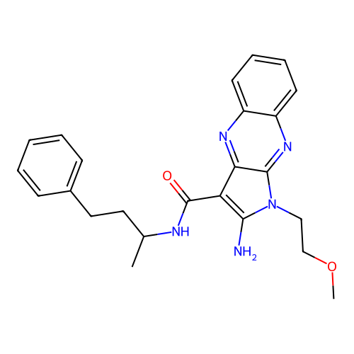 2-amino-1-(2-methoxyethyl)-N-(4-phenylbutan-2-yl)-1H-pyrrolo[2,3-b]quinoxaline-3-carboxamide structure