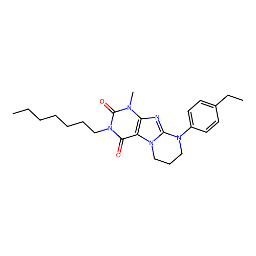 9-(4-ethylphenyl)-3-heptyl-1-methyl-6,7,8,9-tetrahydropyrimido[2,1-f]purine-2,4(1H,3H)-dione structure