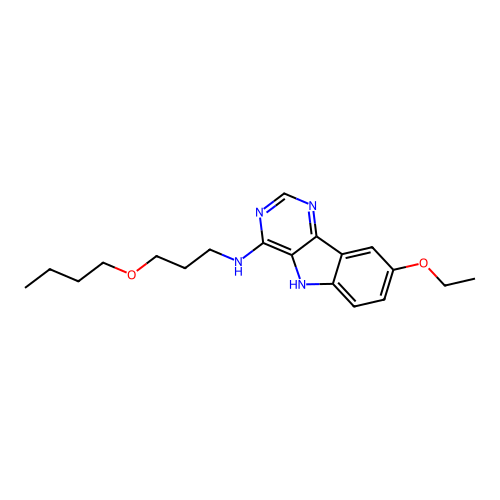 N-(3-butoxypropyl)-8-ethoxy-5H-pyrimido[5,4-b]indol-4-amine structure
