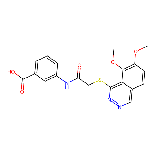 3-({[(7,8-Dimethoxyphthalazin-1-yl)sulfanyl]acetyl}amino)benzoic acid structure